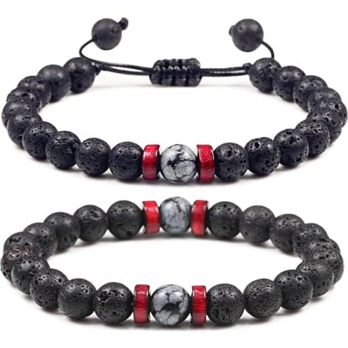 Men Bracelet Natural Lava Rock Stone Bead Tibetan Buddha Bracelets Chakra Aromatherapy Oil Diffuser Bangles Male Jewelry Gifts