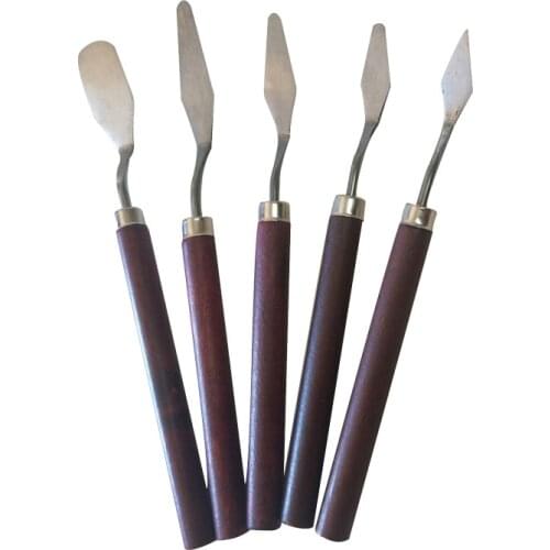 5Pcs Mixed Professional Stainless Steel Spatula Kit Palette Knife oil painting Fine Arts Canvas Painting Tool Set flexible blade