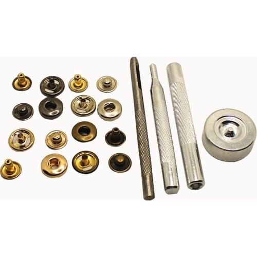10 - 30 Set 633 Metal Four button + tool Snap Fasteners Button Press Studs Sewing Leather Craft Clothes Bags Dog Collar Part