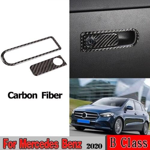 Real Carbon Fiber Stickers For Mercedes Benz B GLB Class W247 X247 2020 Glove Storage Box Handle Trim Interior Car Accessories