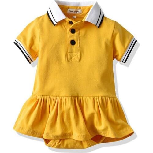 2020 New Summer Little Girls Turn Down Collar Short Sleeve Ruffled Cotton Shirt Dress Childrens Clothing Kids Casual Clothes