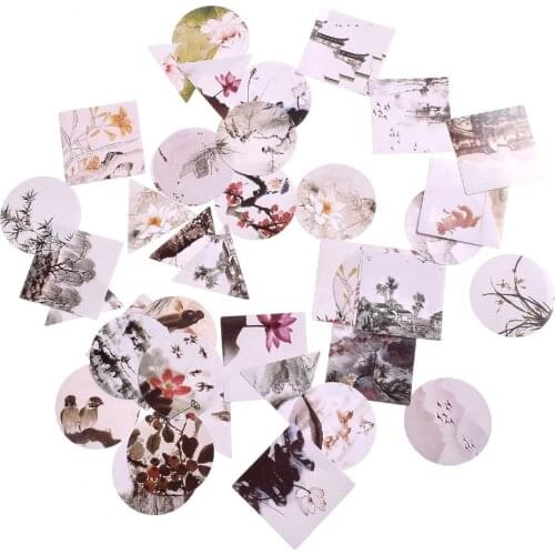 NEW 40Pcs/box Traditional Chinese Painting Stickers Mini Style Paper Seal Sticker DIY Decoration Label Sticker Kids Gift