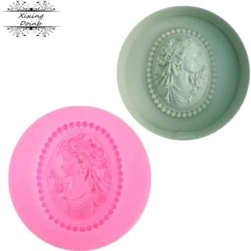Oval shape Woman head portrait Mirror Silicone Cake Frame Mold Silicone Baking Tools Kitchen Decorations