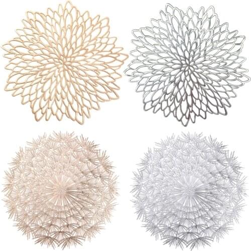 4/6/8PCS PVC Placemat for Dining Table Hollow Pad Coaster Pads Table Bowl Mats