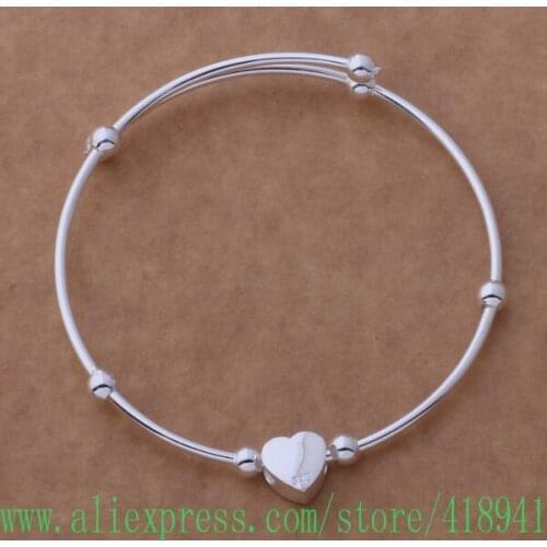 Silver Plated bangle bracelet, Silver Plated fashion jewelry small heart bracelet /dxjamoqa aylajpsa AB033