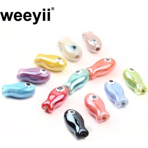 Colorful Fish Shaped Ceramic Beads Loose Spacer Beads For Jewelry Making DIY Accessories Bead Bracelet Wholesale