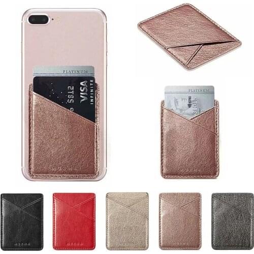 Luxury Leather Mobile Phone Wallet Sticker For iPhone X XS Max XR 8 7 6 Phone Pocket Sticker Card Holder For Xiaomi Huawei