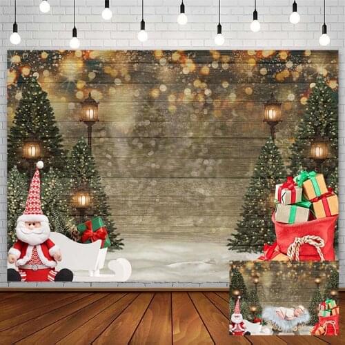 Christmas Backdrop Tree Santa Claus Gift Board Bokeh Newborn Baby Shower Photography Background Photostudio Decor Prop Photozone