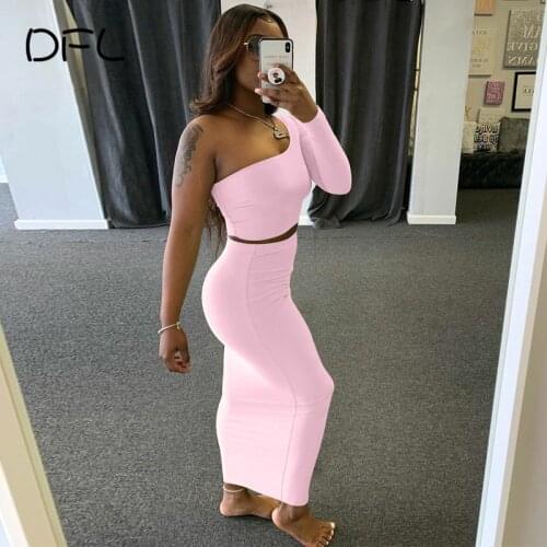 DFLlifes Sexy Two-Piece Outfits Fall Clothes For Women Matching Sets Clubwear Fashion Solid Long Slessve Matching Set 2020 New