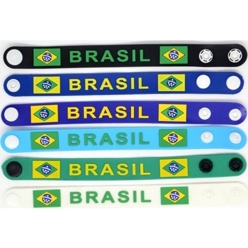 Sport Brazil National Team Soccer Football Fans Bracelets Brazilian Flag Wristband Rubber Fashion Jewelry