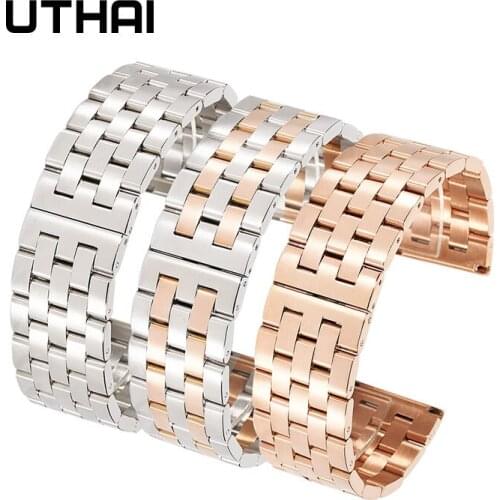 UTHAI S04 Metal Watchbands Bracelet 20mm watch strap Fashion Silver Solid Stainless Steel Luxury 22mm Watch Band Strap