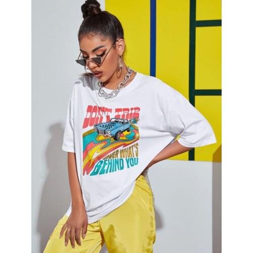 Vintage Don't Trip Tee For Women Printed Harajuku Oversized T Shirt Streetwear Tumblr Ulzzang Grunge Casual Funny Kawaii Female