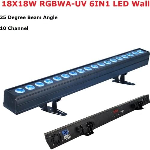 1Pc LED Bar Lights RGBWA-UV 6IN1 18X18W LED Wall Wash Lights DMX 512 Stage Lighting Effect For Dj Disco Party Wedding Stage