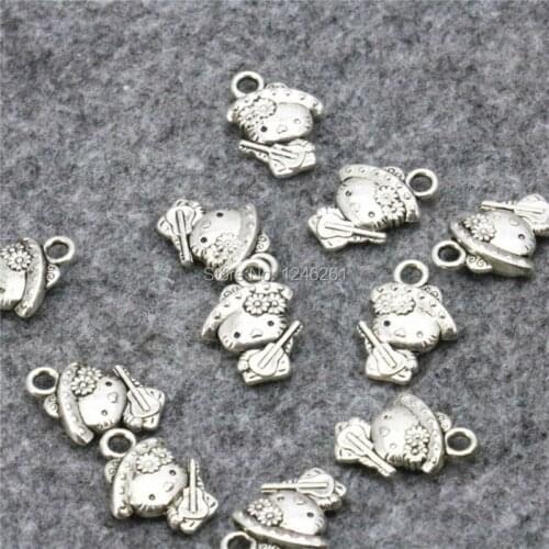 10PCS Hot Sale Cat Shaped Lucky Finding Pendant Copper Accessory Ornaments Jewelry Making Design Women Girls Gifts Crafts 15x9mm