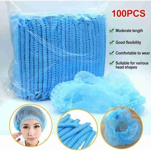 100pcs/pack Disposable Non-Woven Strip Cap 21 Inch Double Rib Hotel Round Head Shower Cap White 19 Inch Single Rib Dust Cap