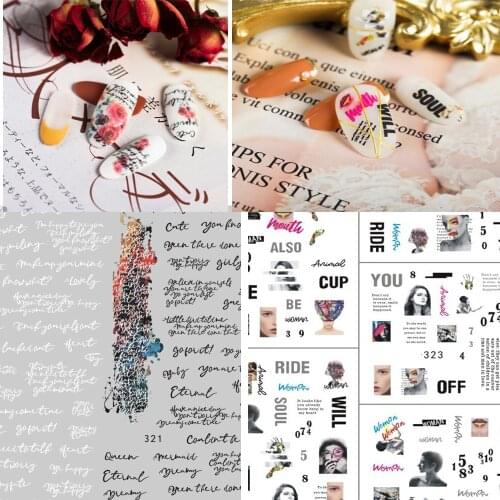 3D Nail Stickers Decals 1 sheet colorful Letter Smiley face leave Adhesive Stickers Nail Art Tattoo Decoration Z0152