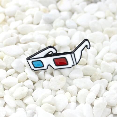 3D Glasses pin Retro 3D glasses red and blue hard enamel pin this pair of 3D glasses is for the cool kids badge