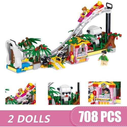 708PCS Small Building Blocks Bricks Compatible Friends City Amusement Park roller coaster toys for girls boys kids child gift