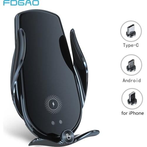 15W Car Phone Wireless Charger Holder Stand Magnetic USB Infrared Automatic Induction For iPhone 12 11 XS XR X 8 Samsung S20 S10