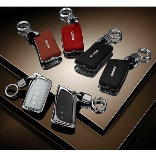 Car Suede Genuine Leather Key Case Cover For Lexus 2016 2017 2018 2019 IS ES GS NX Remote Keyless Protection