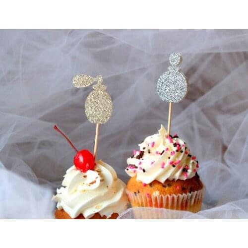 Glitter perfume cupcake toppers Great Gatsby party decor for favors wedding birthday food picks