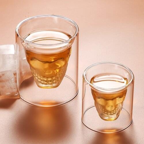 1/4pcs Skull Head Shot Glass Fun Creative Designer Crystal Party Wine Cup 25/75/150/250ml Transparent Beer Steins Halloween Gift