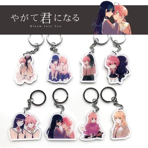Anime Bloom Into You Saeki Sayaka Koito Yuu Nanami Touko Keychain Cosplay Acrylic Figure Keyring Pendant Charms Hanging Ornament