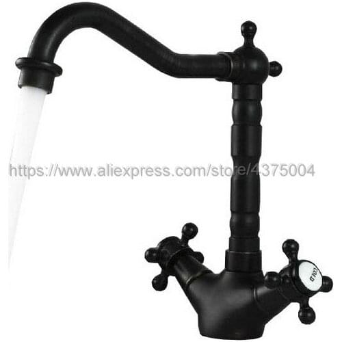 Oil Rubbed Bronze Bathroom Sink Faucet Basin Mixer Tap Double Cross Head Handle Hot and Cold Water Mixer Tap Nsf095