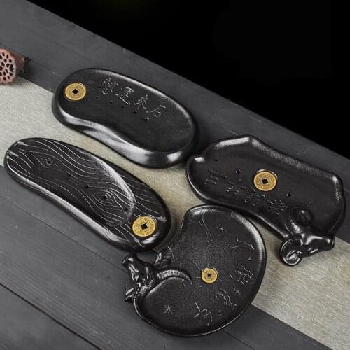 LIZAOTAO Black Pottery Glaze Ceramic Tea Tray Simple Tea Set Tray Household Mini Water Storage Tea Tray Living Room Saucer