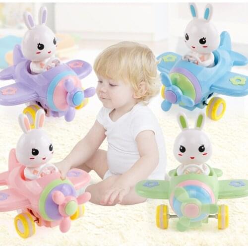 Four piece/set Baby toy cartoon inertia small aircraft Bunny plane childrens toy will run without batteries