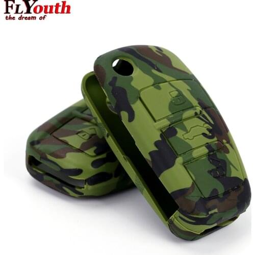 For Audi A6 RS6 TT Q3 Q7 2005 2006 2007 2008 2009-2013 3Button Camouflage Silicone Car Remote Key Fob Shell Cover Case 1Pc