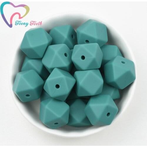 10 PCS Emerald 14-17 Silicone Hexagon Beads BPA Free Food Grade Silicone Round 9-15 Bead Non-toxic Baby Chewable Teething Beads
