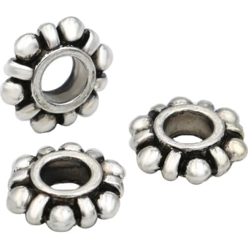 KJjewel Antique Silver Plated Spacer Beads fit Jewelry Making Pandora Bracelet Jewelry Findings 11mm