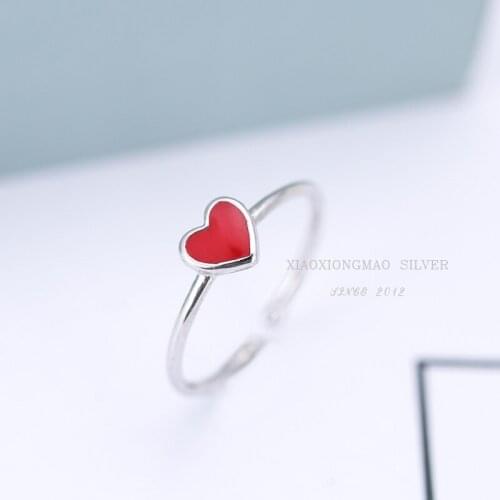 Summer Vintage Red Love Heart Rings For Women Boho Geometric Female Finger Rings Party Bohemian Jewelry Korean Gift