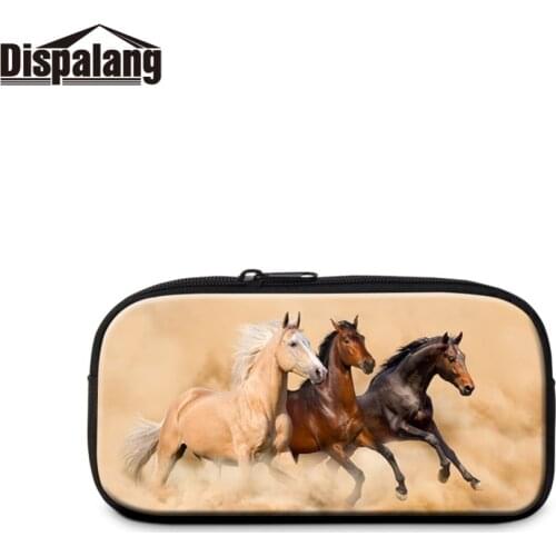 Best Seller Environmental Zipper Packing Bag Soft Simple Pen Tool Bags Top Quality Students Pouch 3D Horse Logo Case Organizer