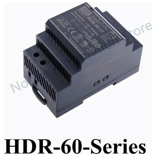 Mean Well HDR-60 Series DC 12V 15V 24V 48V meanwell Ultra Slim Step Shape DIN Rail Power Supply