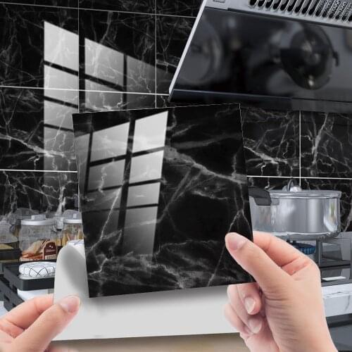 Marble Tile Wall Sticker Self Adhesive Waterproof PVC Stickers Bathroom Kitchen Wall Decor for Home Luxury Panel Peel Stick