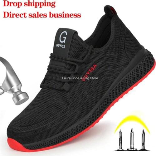 Men Safety Shoes Air Mesh Steel Toe Sneakers Work Shoes Breathable Male Puncture-Proof Safety Boots Dropshipping Safeti Footwear