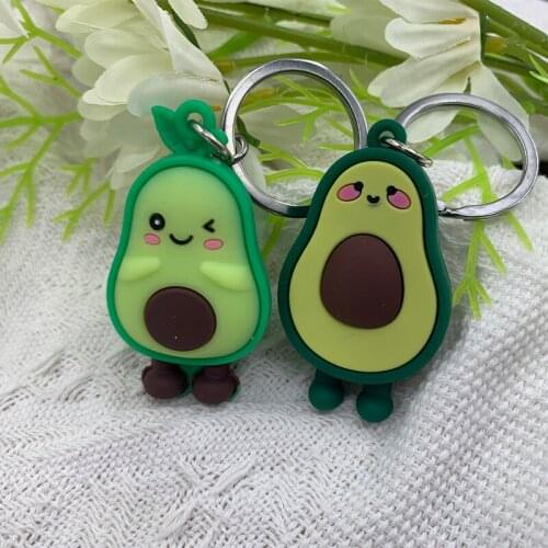 Soft Keychain llavero rubber trinket cute Fruit Avocado Keychain fruit shape Keyring key rings pendant women girls kids Keychain