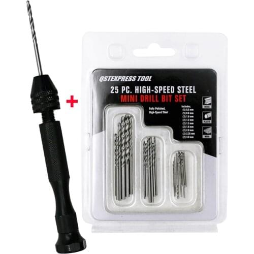 DIY Micro Drill Bits Set 0.5mm~3mm (0.019"~0.118") for PCB Crafts& Jewelry Black Hand twist drill