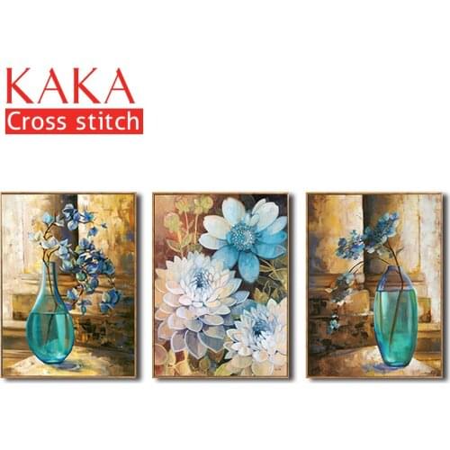 Cross stitch kits,Embroidery needlework sets,DMC 11CT canvas with printed pattern for Home Decor Painting,flowers Full CKF0063