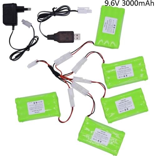 Ni-MH Battery 9.6v 3000mah and Charger For Rc toys Car Tank Train Robot Boat Gun parts AA 9.6v 2400mah Battery Pack H model
