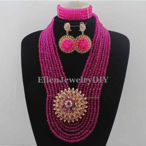 Nigerian Wedding bridal beads African Crystal Beads Jewelry Set African style beaded necklace jewelry set women W12134