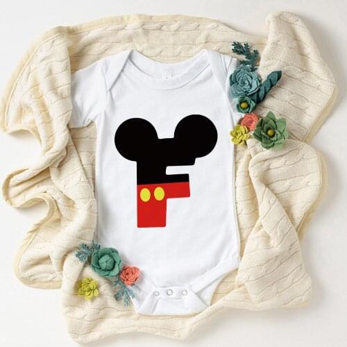 Newborn Romper Summer Mickey Mouse Letter Print Baby Onesie Harajuku Short-Sleeve Girl Boy Top Fashion Toddler Bodysuits 0-24M