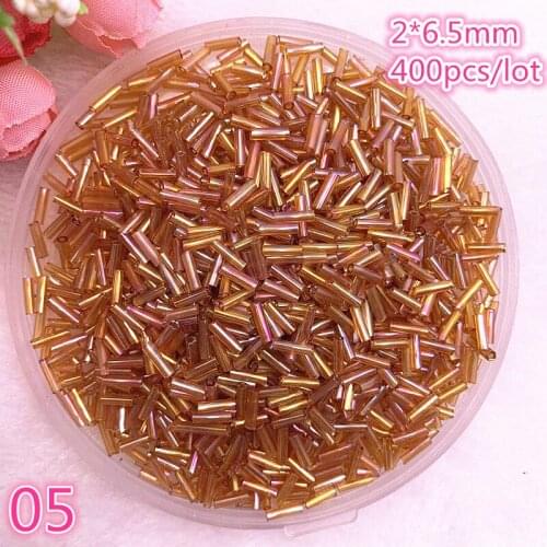 New 2*6.5mm 400pcs/lot Czech Cylindrical Glass Bugle Beads European Seed Long Tube Two Hole Loose Beads for Jewelry Making #05