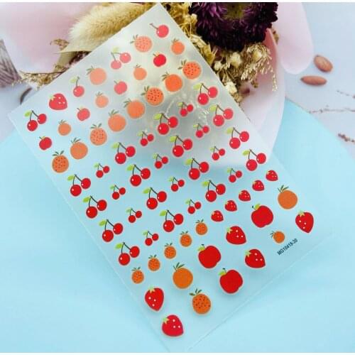 New Craft Transparent Bottom Nail Art Stickers 3D Nail Art Stickers Cherry Rainbow Clouds Nail Art Decoration Stickers