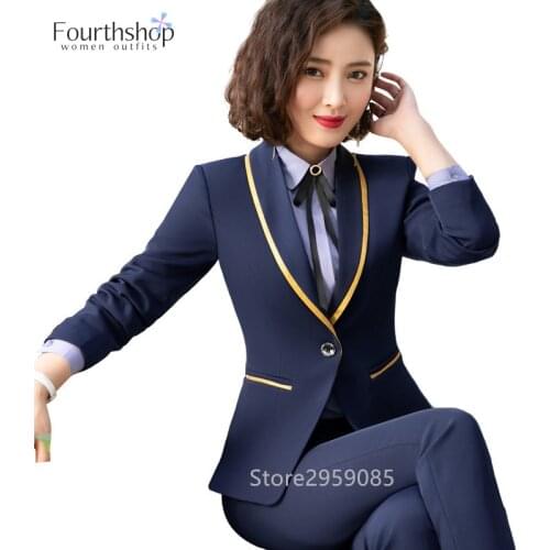 Office Lady Formal Suits Women Business Work Wear 2021 New Plus Size Uniform Pantsuits Female Autumn Winter Elegant Blazer Sets
