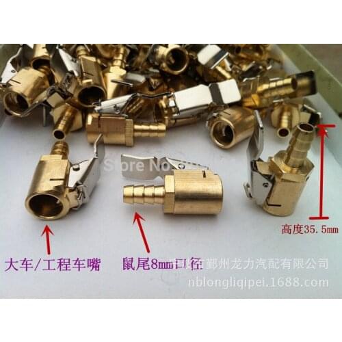 WholeSale 50pcs/lot Heavy Duty Car Truck Trailer Bus RV Tire Tyre Inflator Valve Connector Big 8mm/6mm Pure Copper High quality