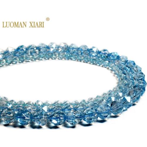 Wholesale AAA Natural Faceted Blue Crystal Beads Blue Topazs Round Stone Beads For Jewelry Making DIY Bracelet 6/8/10 mm