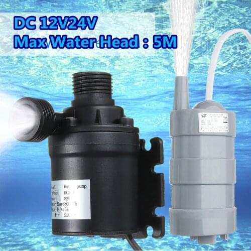 DC 12V 24V Water Pump Brushless Magnetic Submersible Water Pump 5M Lift for Pond Rockery Garden Fountain 1000L/H